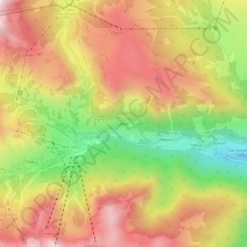 Mapa topográfico Varda, altitud, relieve