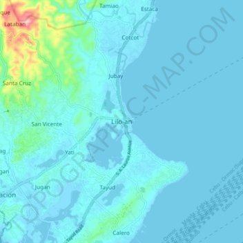 Mapa topográfico Liloan, altitud, relieve