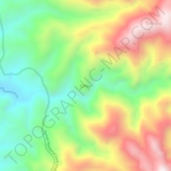 Mapa topográfico Omu, altitud, relieve