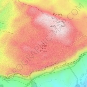 Mapa topográfico Torcal Alto, altitud, relieve