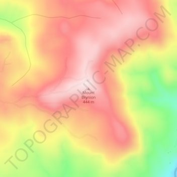 Mapa topográfico Mount Brynion, altitud, relieve