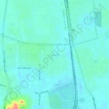 Mapa topográfico Al Muhassin, altitud, relieve