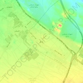 Mapa topográfico Zarch, altitud, relieve
