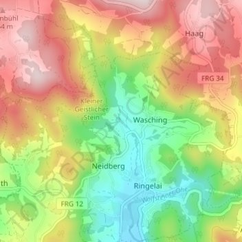 Mapa topográfico Heindlmühle, altitud, relieve