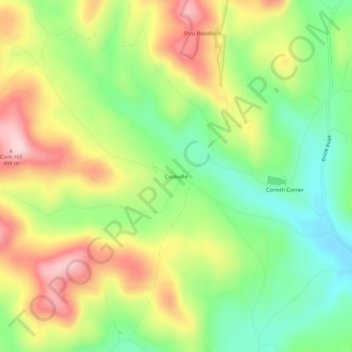 Mapa topográfico Cookville, altitud, relieve