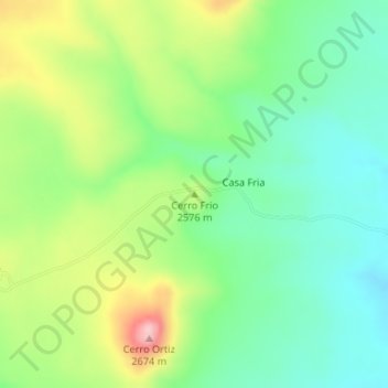 Mapa topográfico Cerro Frio, altitud, relieve