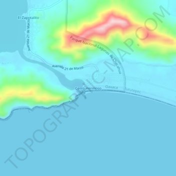 Mapa topográfico Cerro Hermoso, altitud, relieve