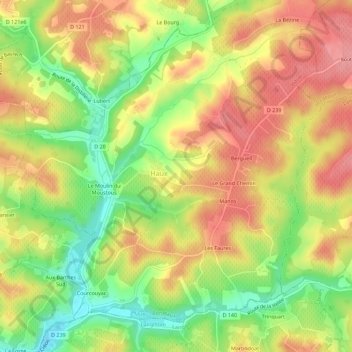 Mapa topográfico Saint-Laurent, altitud, relieve