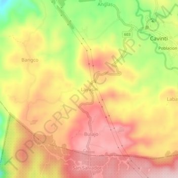 Mapa topográfico Layasin, altitud, relieve