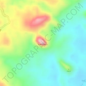 Mapa topográfico Bukit Mohotuo, altitud, relieve