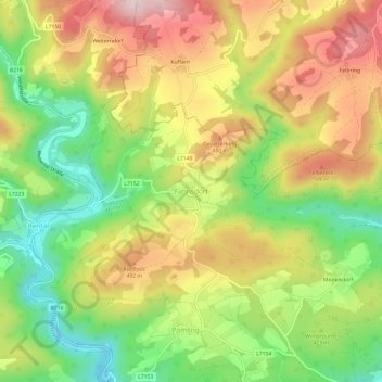 Mapa topográfico Fahnsdorf, altitud, relieve