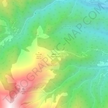 Mapa topográfico Aquila, altitud, relieve