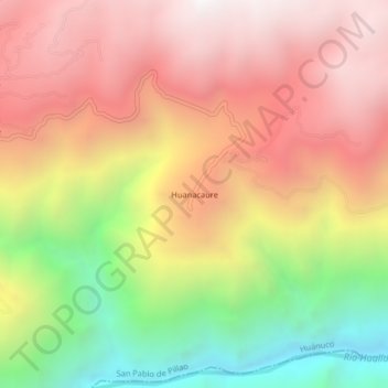 Mapa topográfico Huanacaure, altitud, relieve