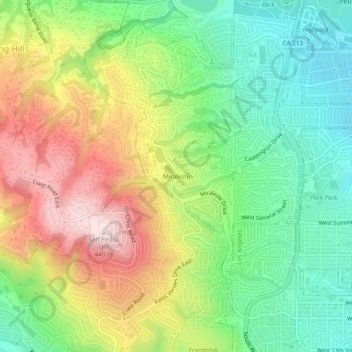 Mapa topográfico Miraleste, altitud, relieve