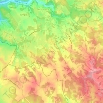 Mapa topográfico Dordé, altitud, relieve