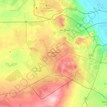 Mapa topográfico Six Octobre, altitud, relieve