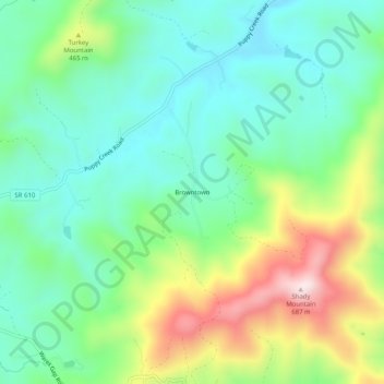 Mapa topográfico Browntown, altitud, relieve