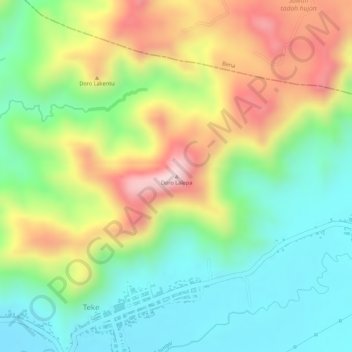 Mapa topográfico Doro Lalepa, altitud, relieve