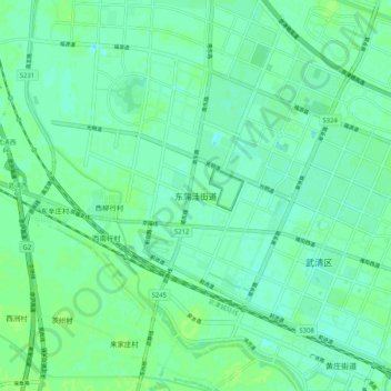 Mapa topográfico Dongpuwa Subdistrict, altitud, relieve
