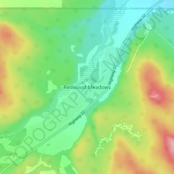 Mapa topográfico Redwood Meadows, altitud, relieve