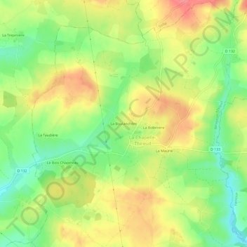 Mapa topográfico La Boulanchère, altitud, relieve