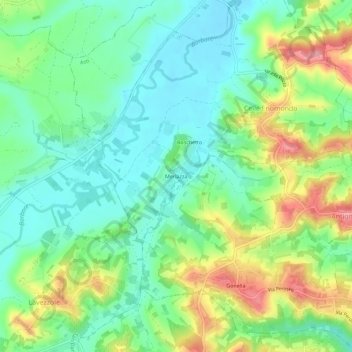 Mapa topográfico Merlazza, altitud, relieve
