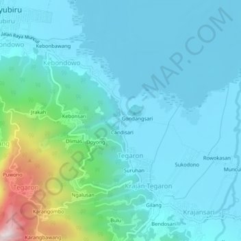 Mapa topográfico Sentul, altitud, relieve