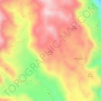 Mapa topográfico Buntu Sulae, altitud, relieve
