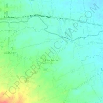 Mapa topográfico Escribano, altitud, relieve