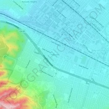 Mapa topográfico Hillgrove, altitud, relieve