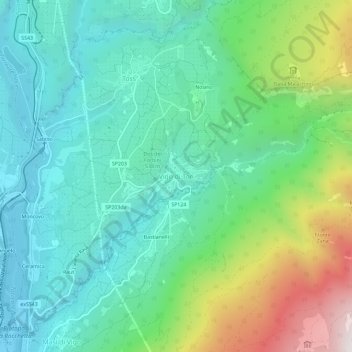 Mapa topográfico Vigo di Ton, altitud, relieve