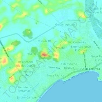 Mapa topográfico Viverde I, altitud, relieve