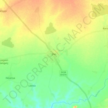 Mapa topográfico Dei, altitud, relieve