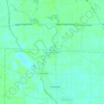 Mapa topográfico Cabay-angan, altitud, relieve