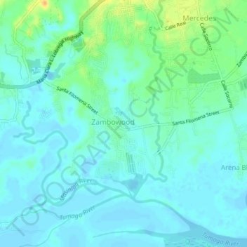 Mapa topográfico Zambowood, altitud, relieve
