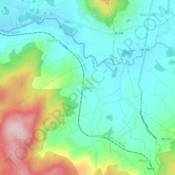 Mapa topográfico Aguiar, altitud, relieve