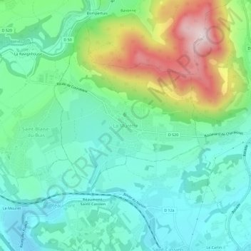 Mapa topográfico La Murette, altitud, relieve