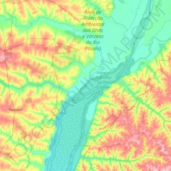 Mapa topográfico Ilha Bela, altitud, relieve