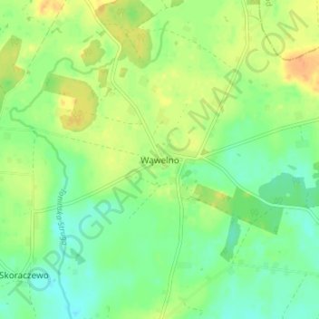 Mapa topográfico Wąwelno, altitud, relieve