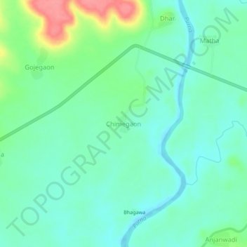 Mapa topográfico Chimegaon, altitud, relieve