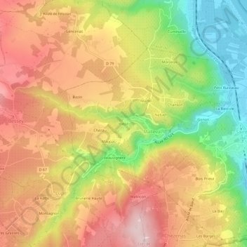 Mapa topográfico Pâton, altitud, relieve