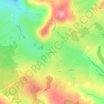 Mapa topográfico Longeroye, altitud, relieve