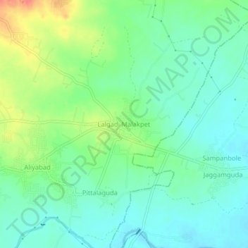 Mapa topográfico Lalgadi Malakpet, altitud, relieve