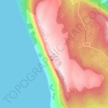 Mapa topográfico Keipen, altitud, relieve