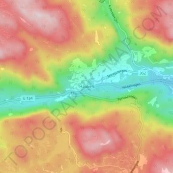 Mapa topográfico Haukeli, altitud, relieve