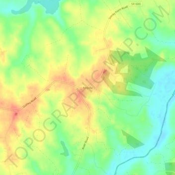 Mapa topográfico Angola, altitud, relieve