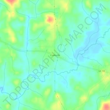Mapa topográfico Cooksville, altitud, relieve