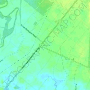 Mapa topográfico Canocotan, altitud, relieve