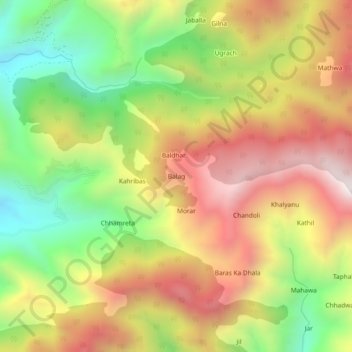 Mapa topográfico Balag, altitud, relieve