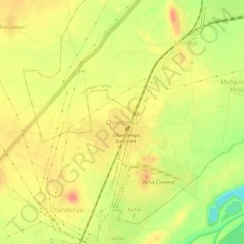 Mapa topográfico Chanderiya, altitud, relieve